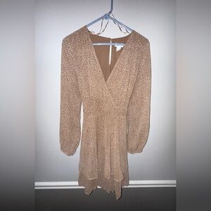 Japna Knee Length Brown Patterned Dress